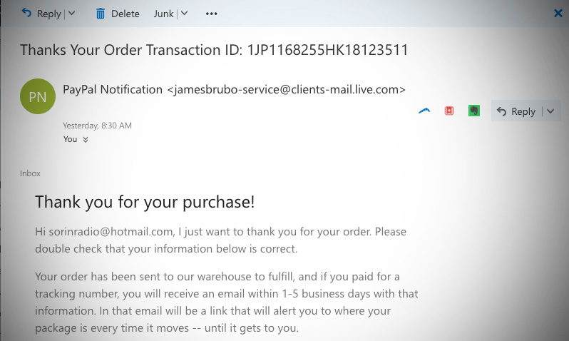 paypal notification